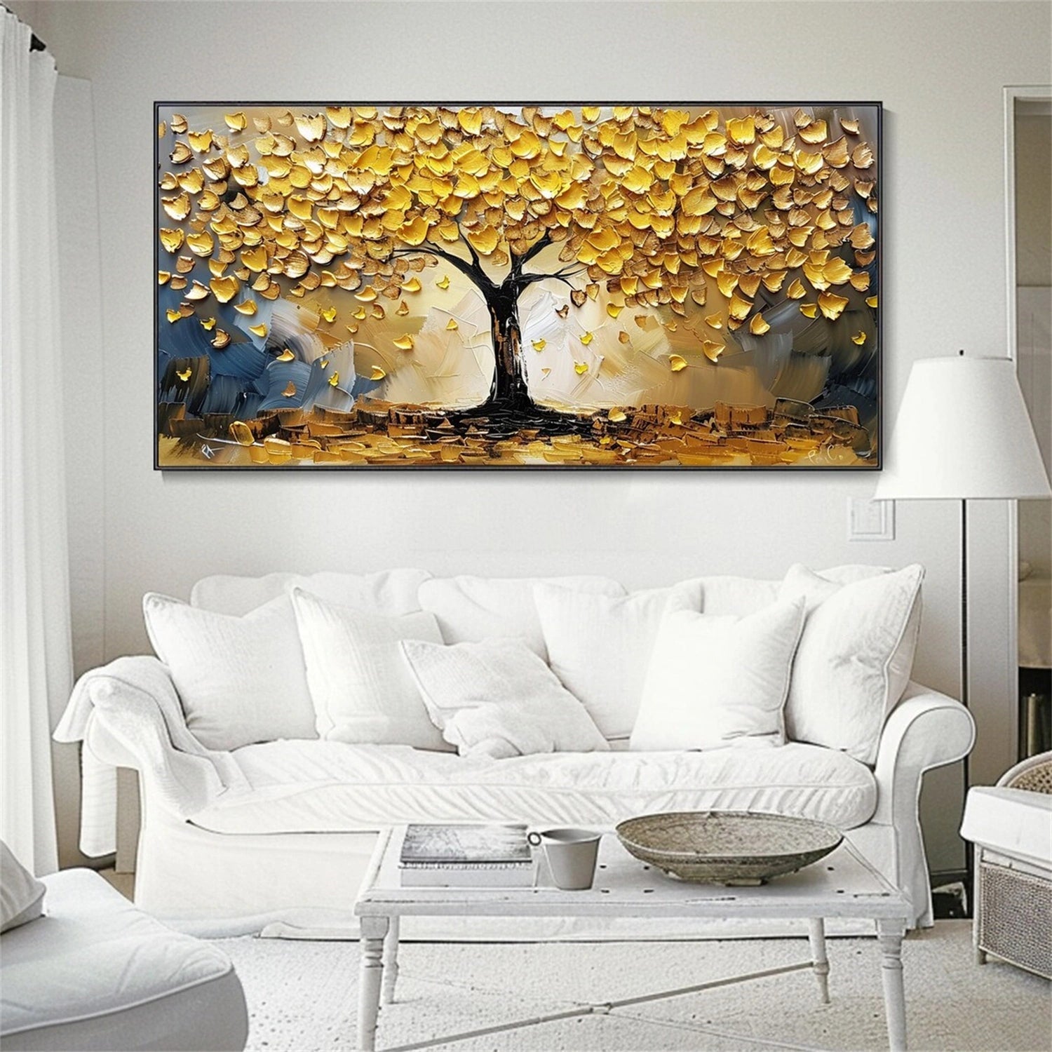Golden Harvest Tree Abstract Painting