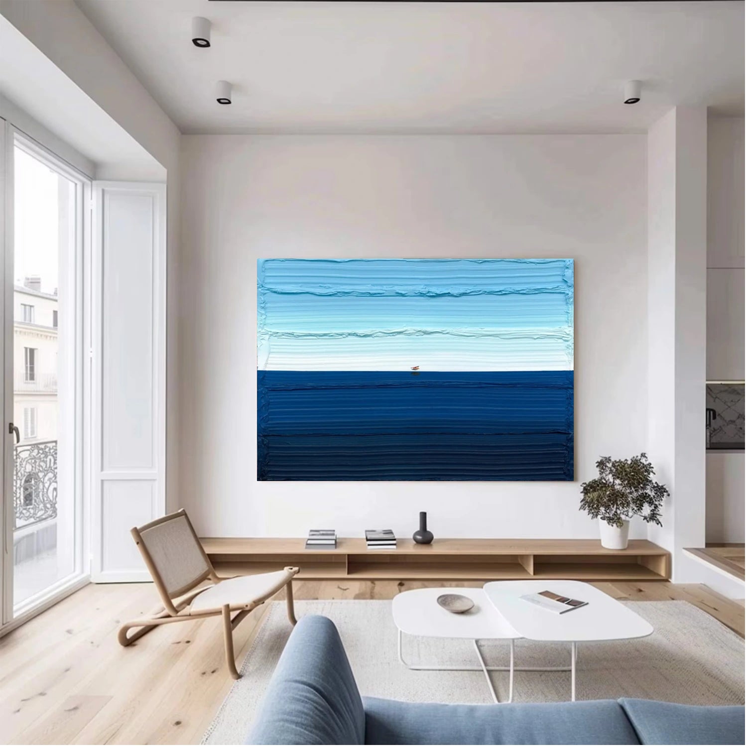 Endless Blue Horizon Minimal Painting