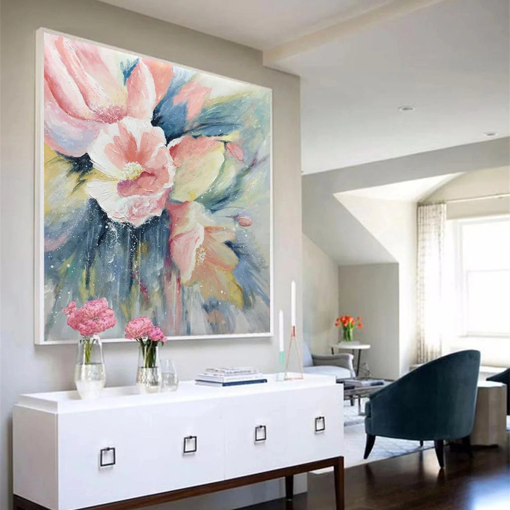 Blush Serenity Floral Abstract Painting