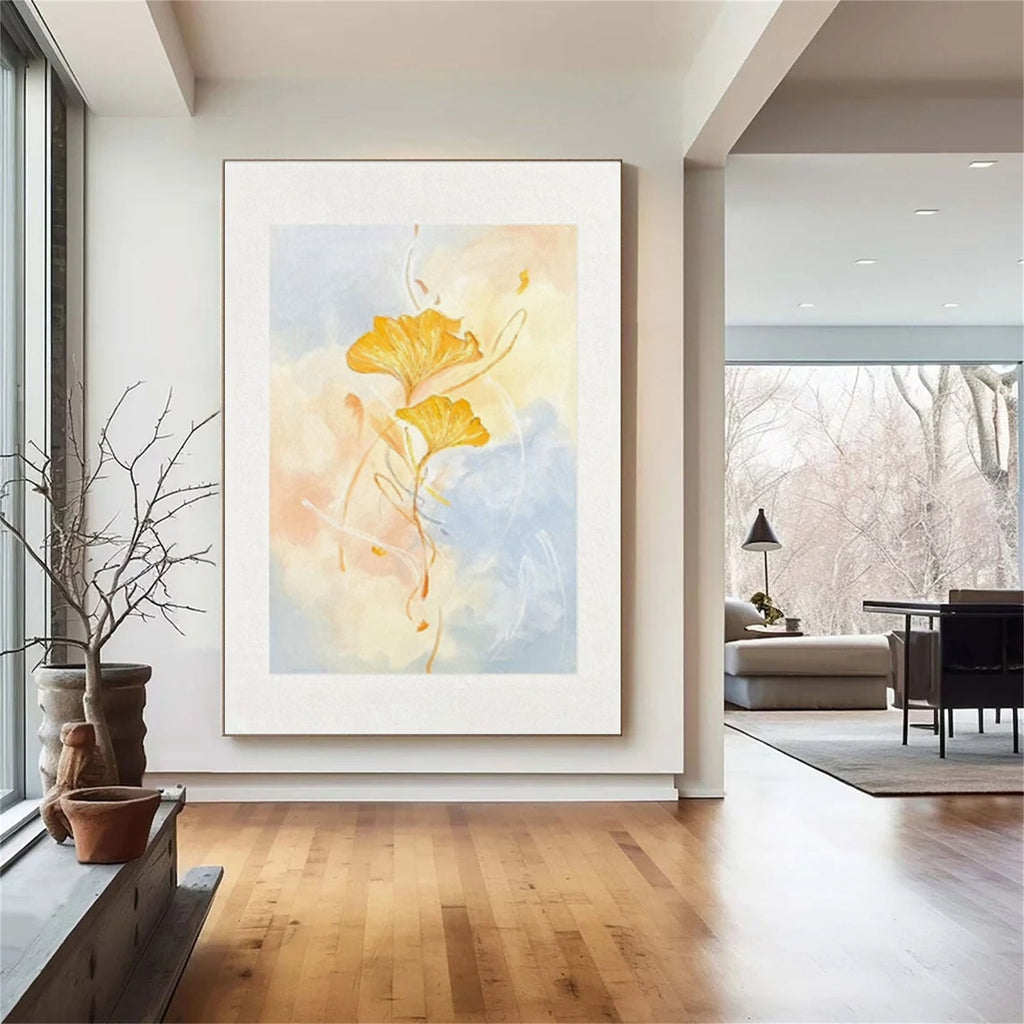 Golden Ginkgo Whisper Abstract Painting