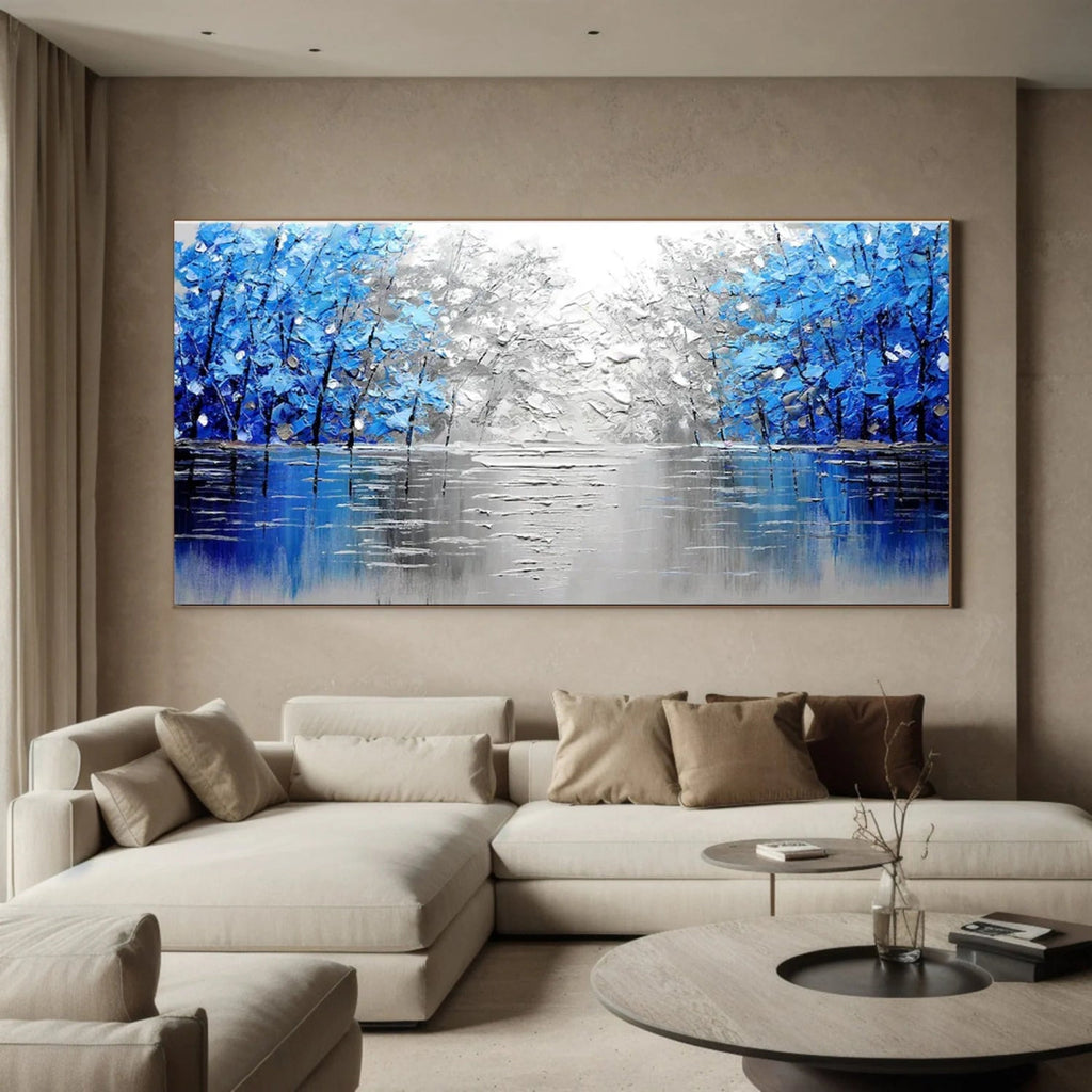 Azure Stillness Lake Abstract Painting