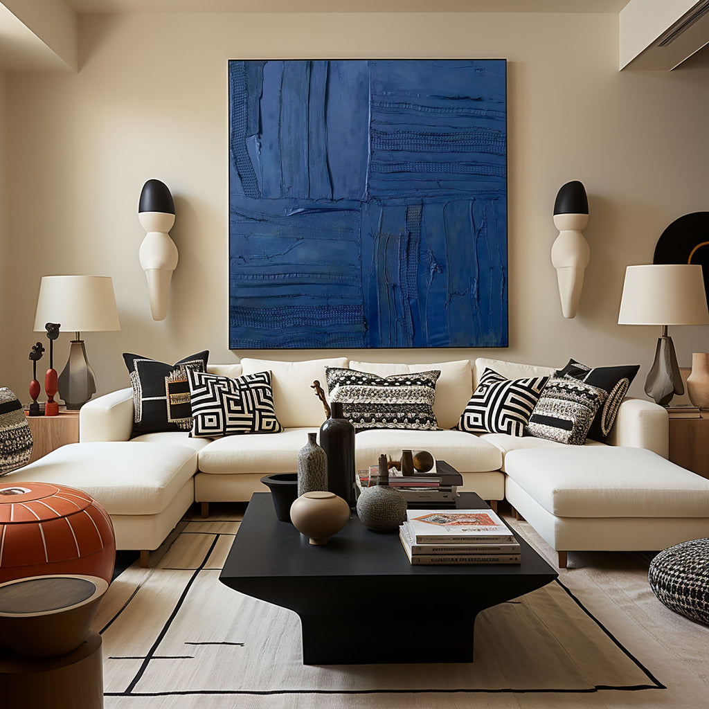 Midnight Indigo Textured Abstract Painting