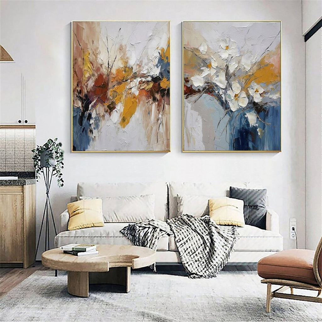 Set of 2 Autumn Whisper Diptych Abstract Painting