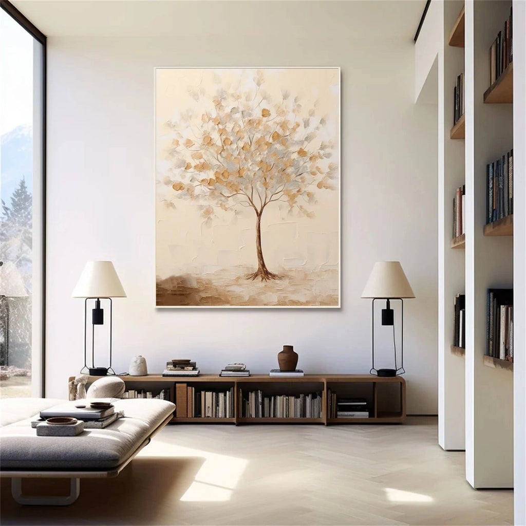 Quiet Bloom Ivory Tree Painting