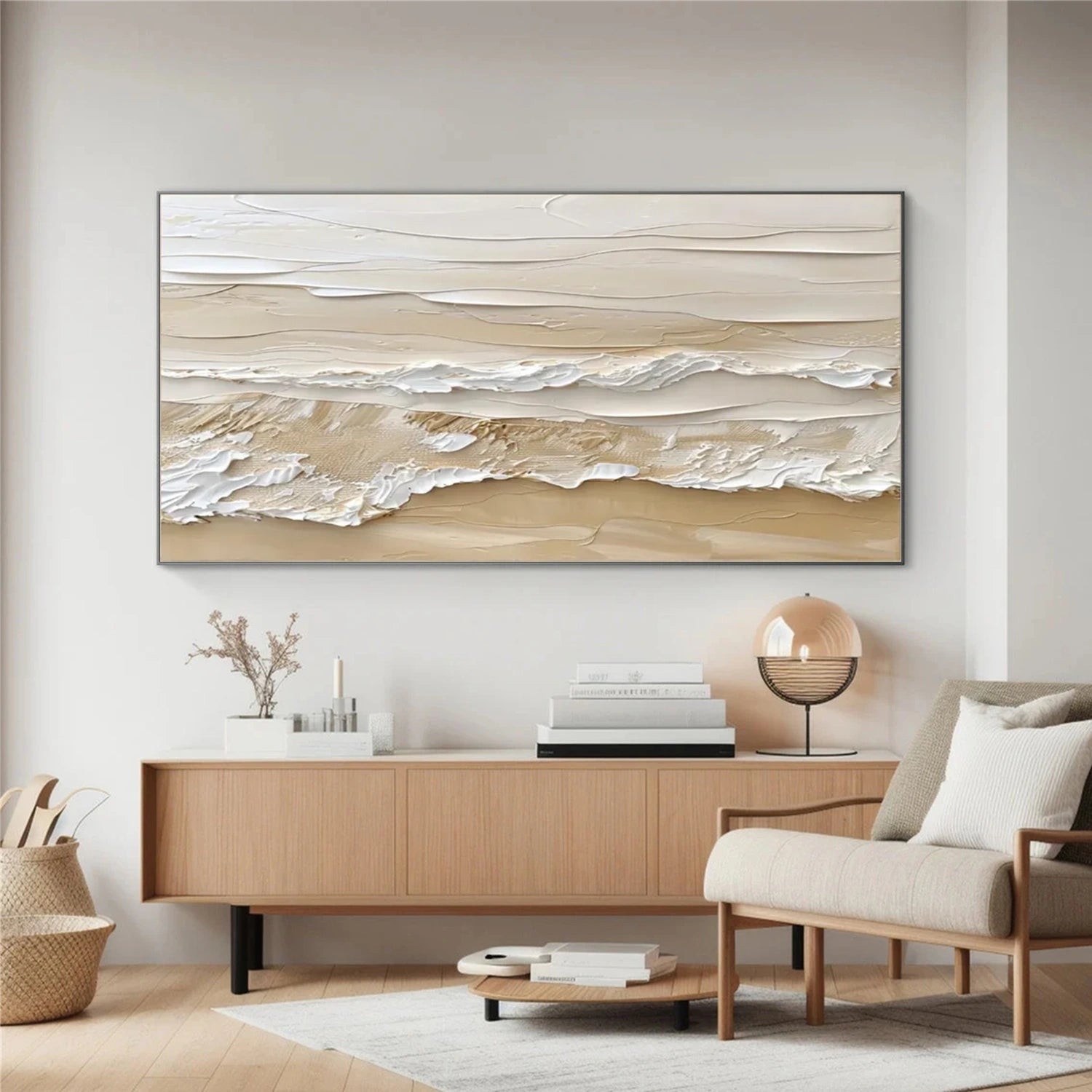 Ivory Shore Impasto Abstract Painting