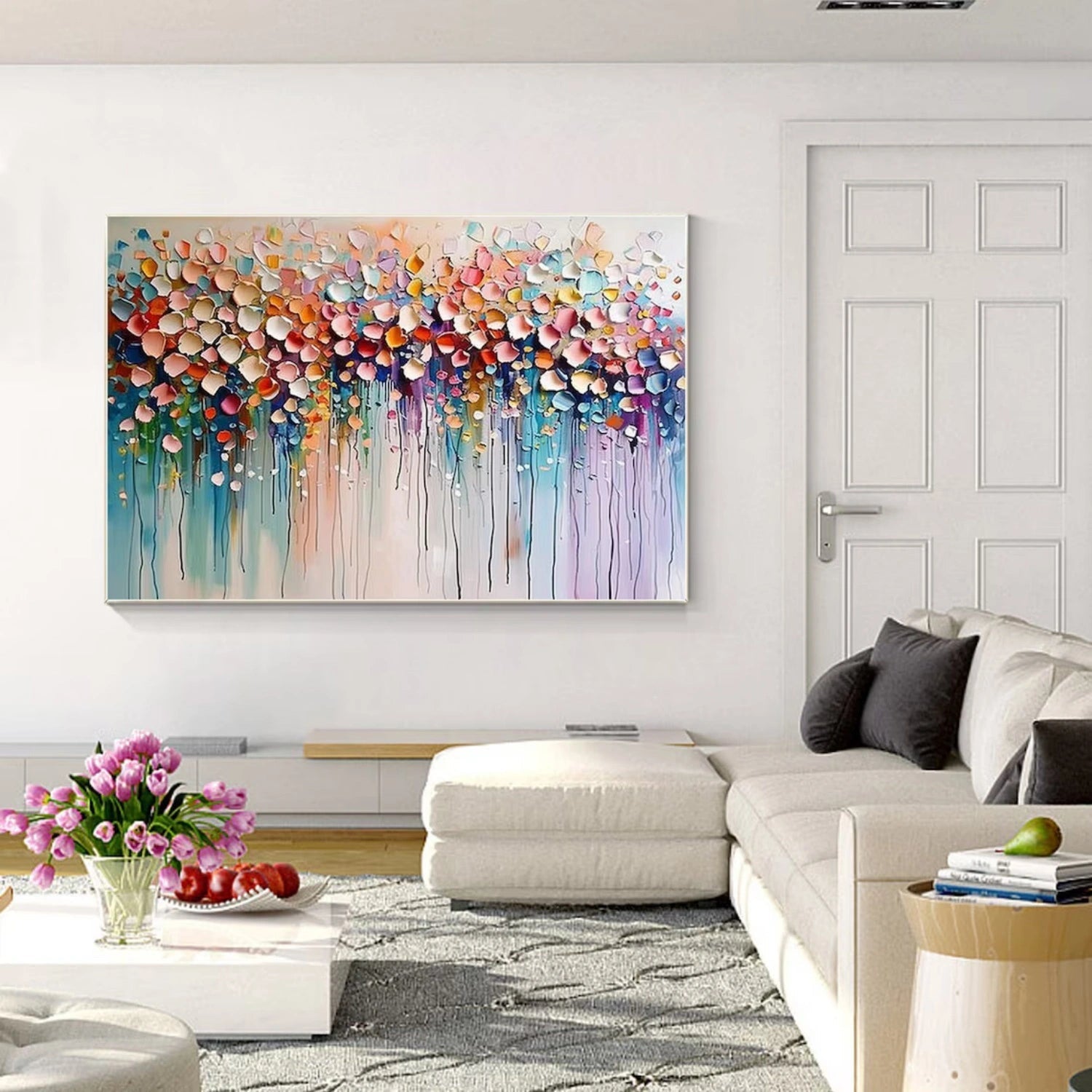Petal Rain Pastel Abstract Painting