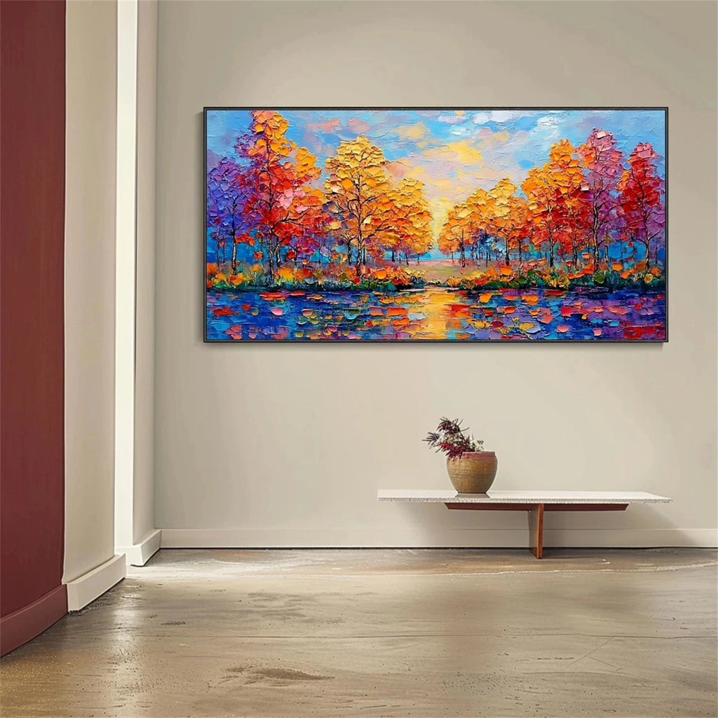 Autumn Glow Lake Abstract Painting