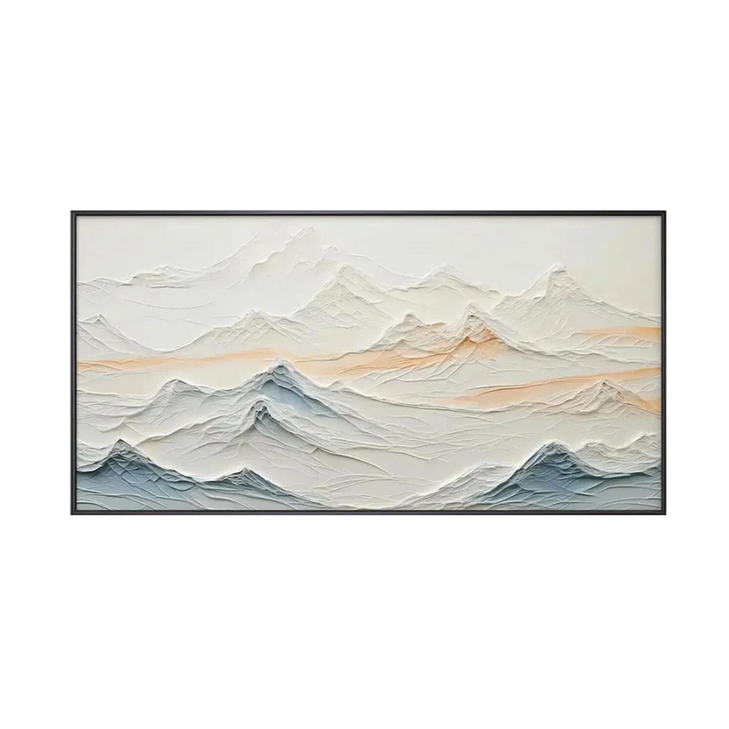 Silent Peaks Textured Mountain Painting