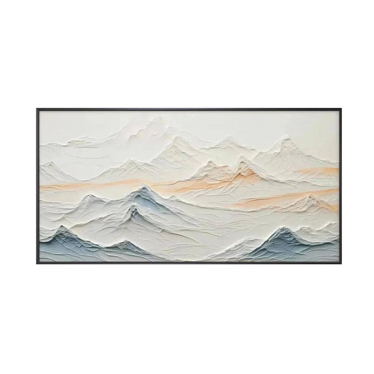 Silent Peaks Textured Mountain Painting