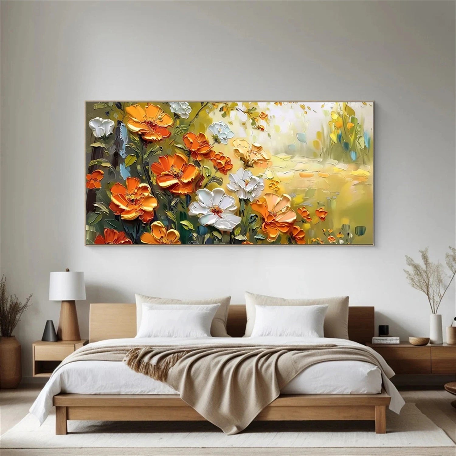 Golden Meadow Bloom Abstract Painting