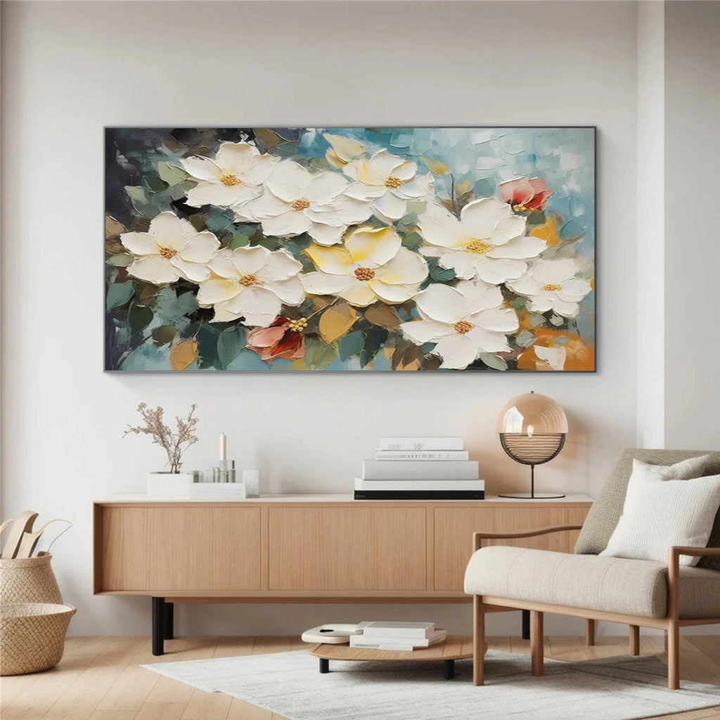 Ivory Bloom White Floral Painting