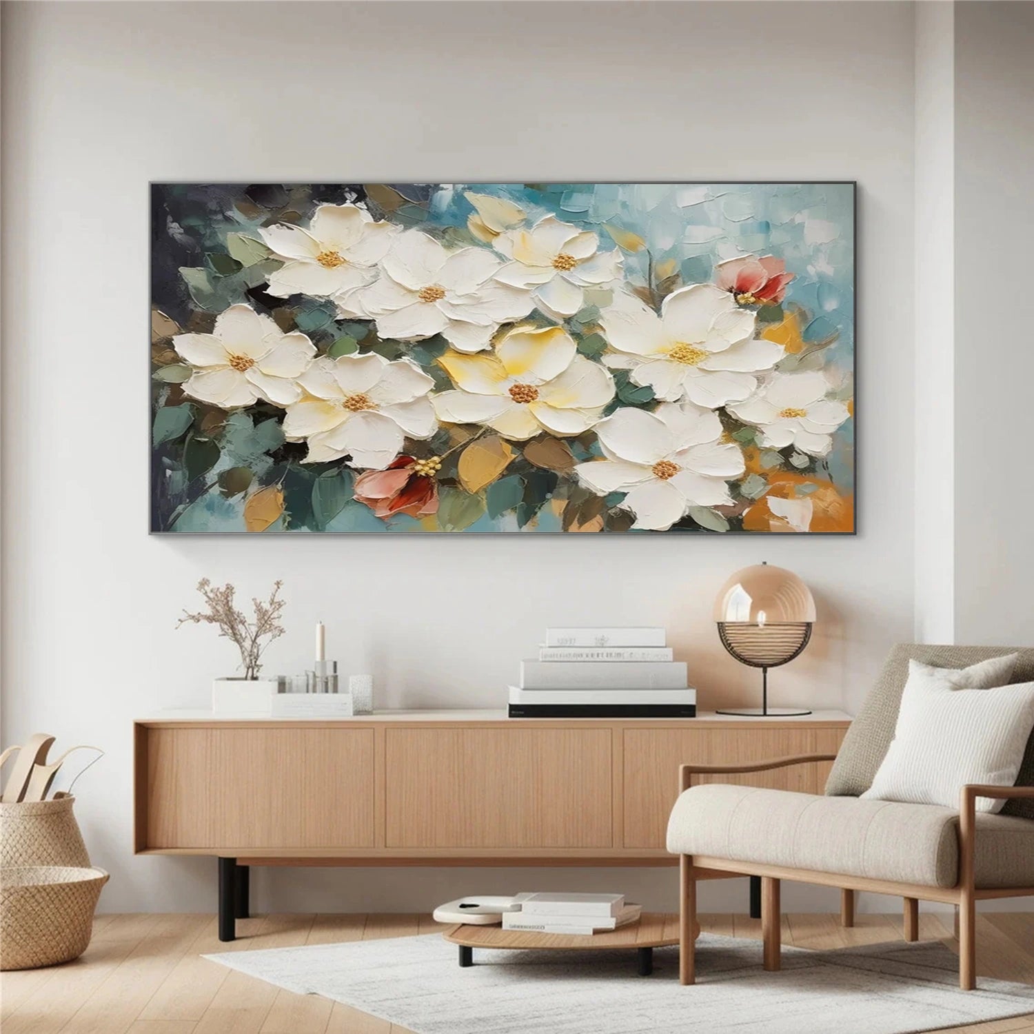 Ivory Bloom White Floral Painting