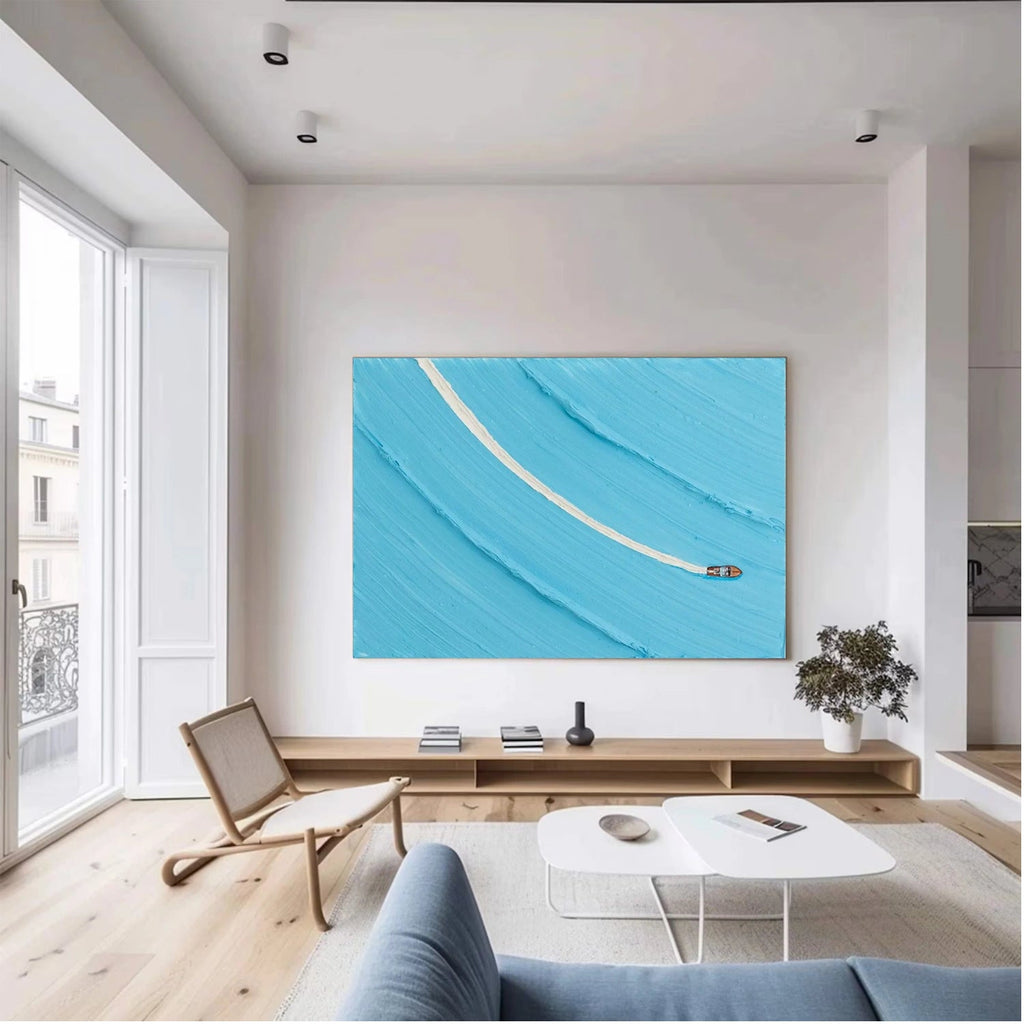 Azure Wake Minimal Seascape Painting