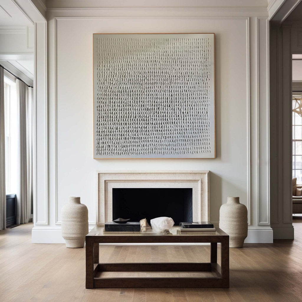 Silent Rhythm White Abstract Painting
