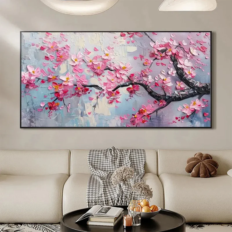 Pink Cherry Tree Textured Painting