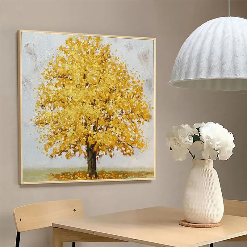 Yellow Tree Textured Painting