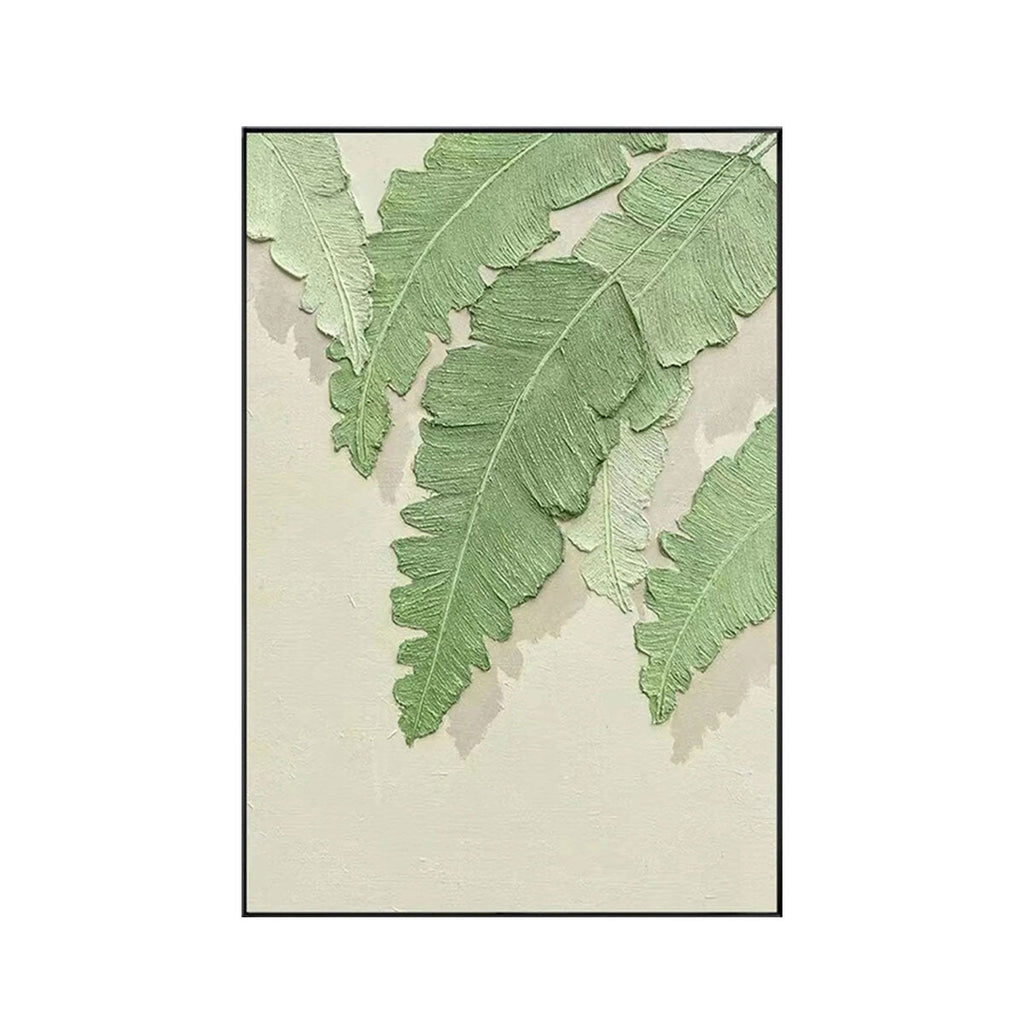 Sage Fern Leaf Textured Abstract Painting