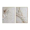 Set of 2 Ivory Whisper Textured Floral Abstract Painting
