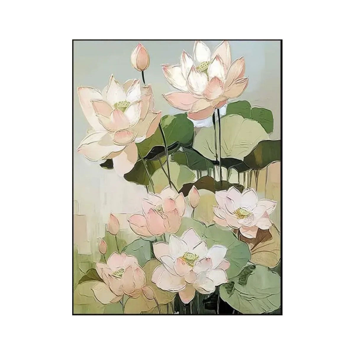 Serene Lotus Bloom Abstract Painting
