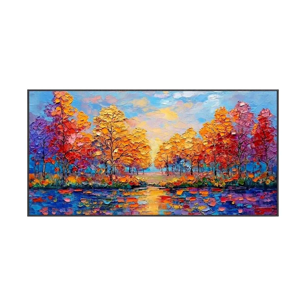Autumn Glow Lake Abstract Painting