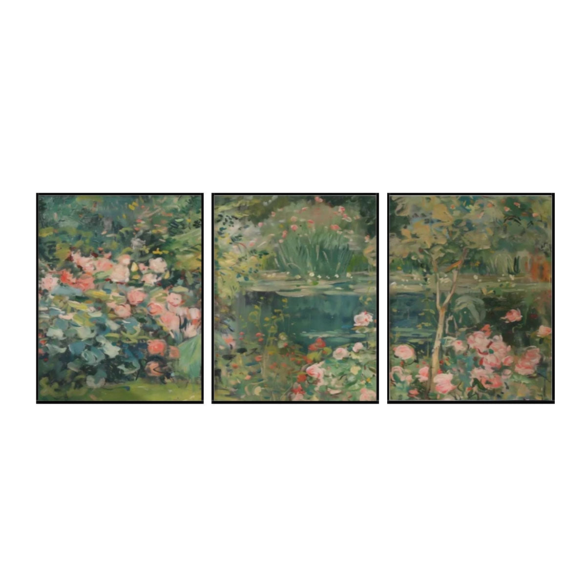 Blossom Garden Whisper Triptych Painting Set of 3