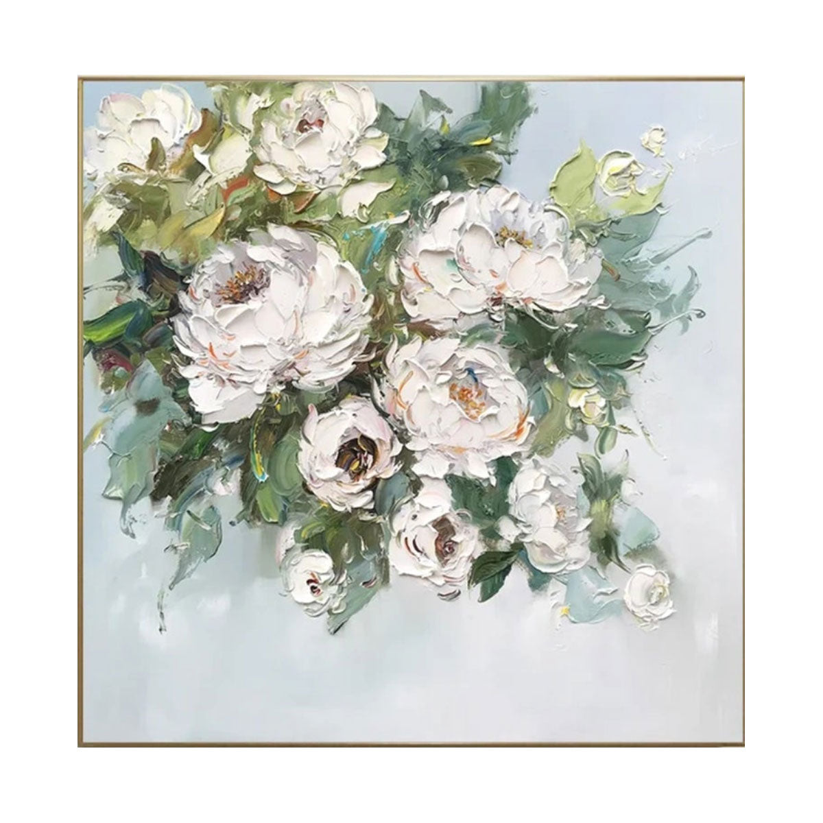 Morning Dew White Peony Abstract Painting