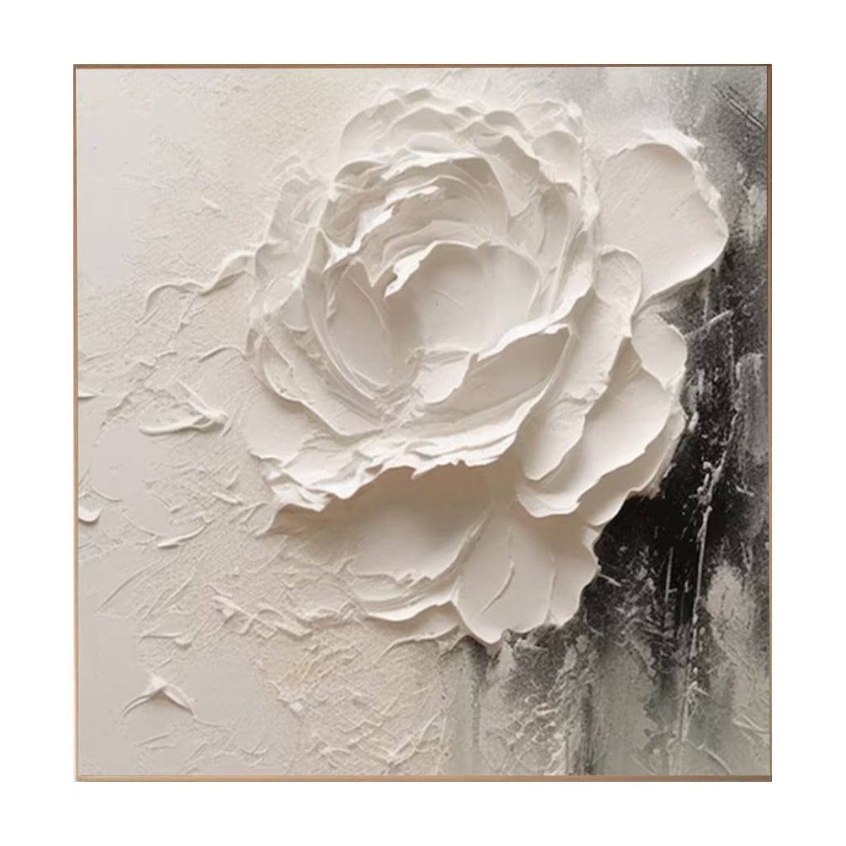 Ivory Bloom Textured Floral Painting