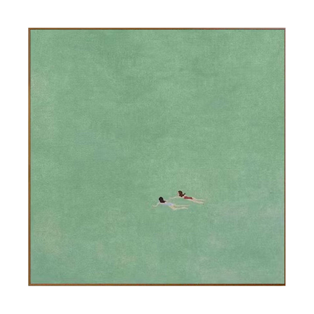 Silent Drift Mint-Green Minimalist Seascape Painting