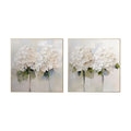 Soft Ivory Bloom Abstract Painting (Diptych) Set of 2