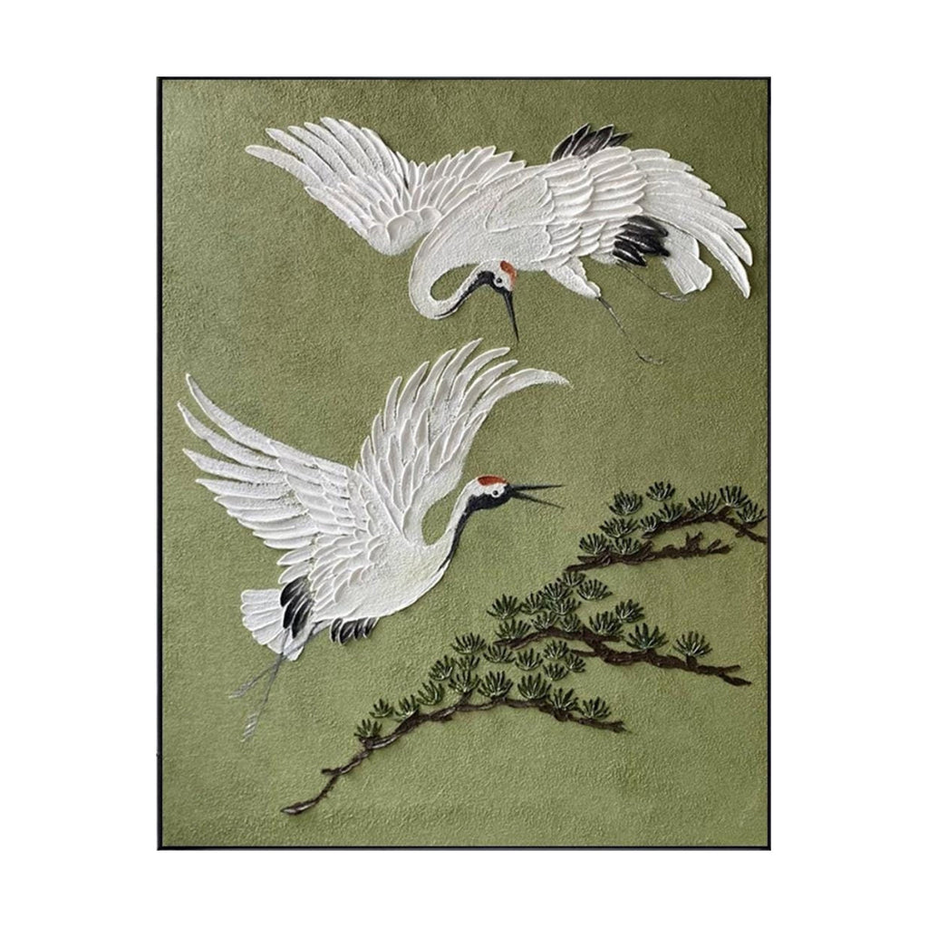 Twin Cranes in Quiet Flight Painting