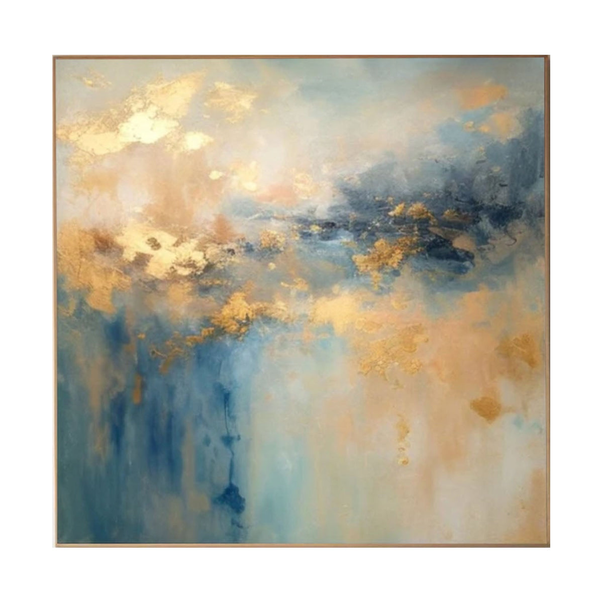 Golden Mist Blue Abstract Painting