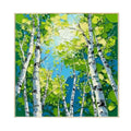 Emerald Sky Birch Forest Abstract Painting