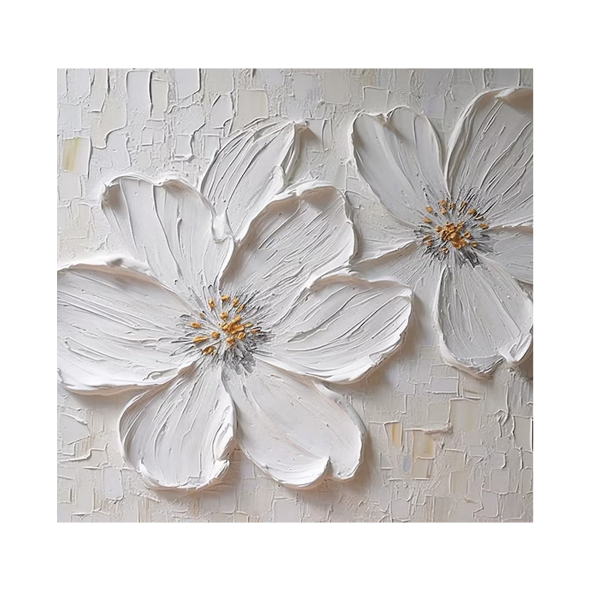 Whisper White Blossom Textured Painting