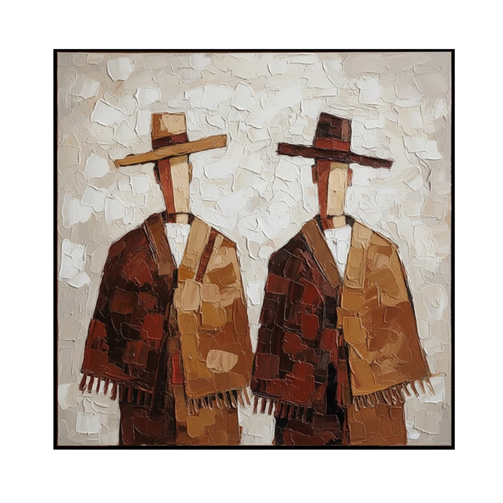 Cultural Duo – Earthy Textured Figurative Painting