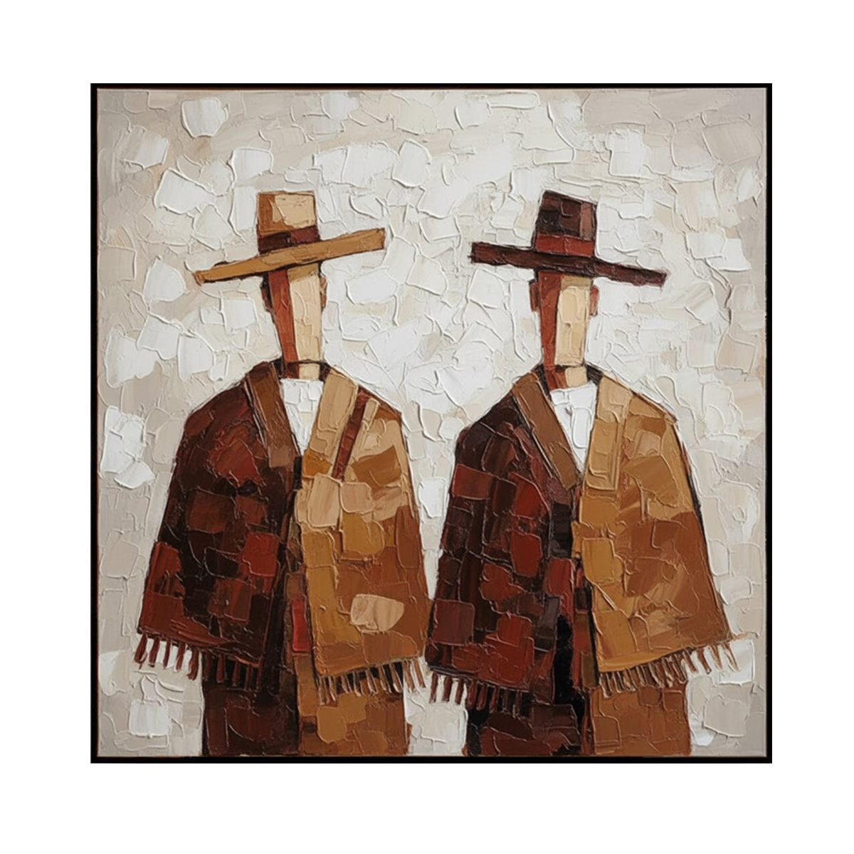 Cultural Duo – Earthy Textured Figurative Painting
