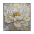 Golden Aura White Bloom Abstract Painting