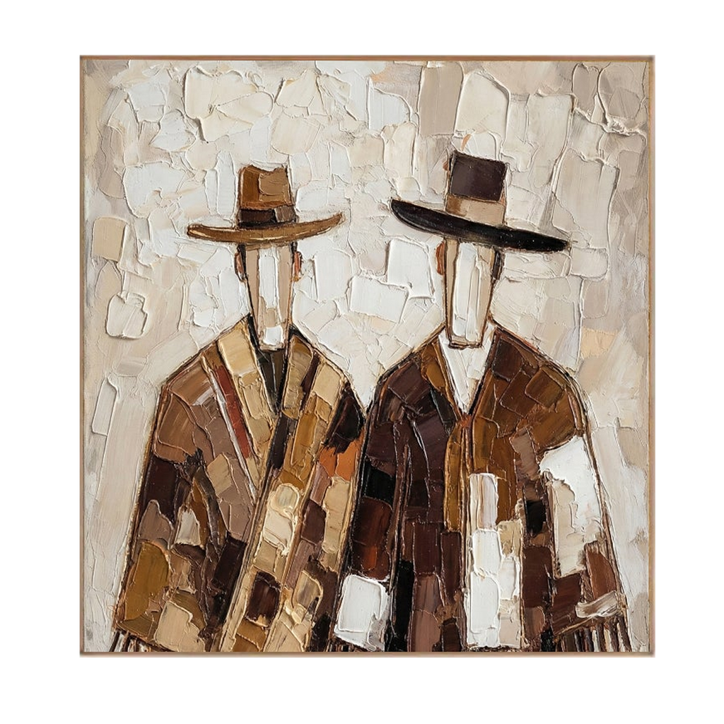Cultural Bond – Textured Figurative Painting in Earth Tones