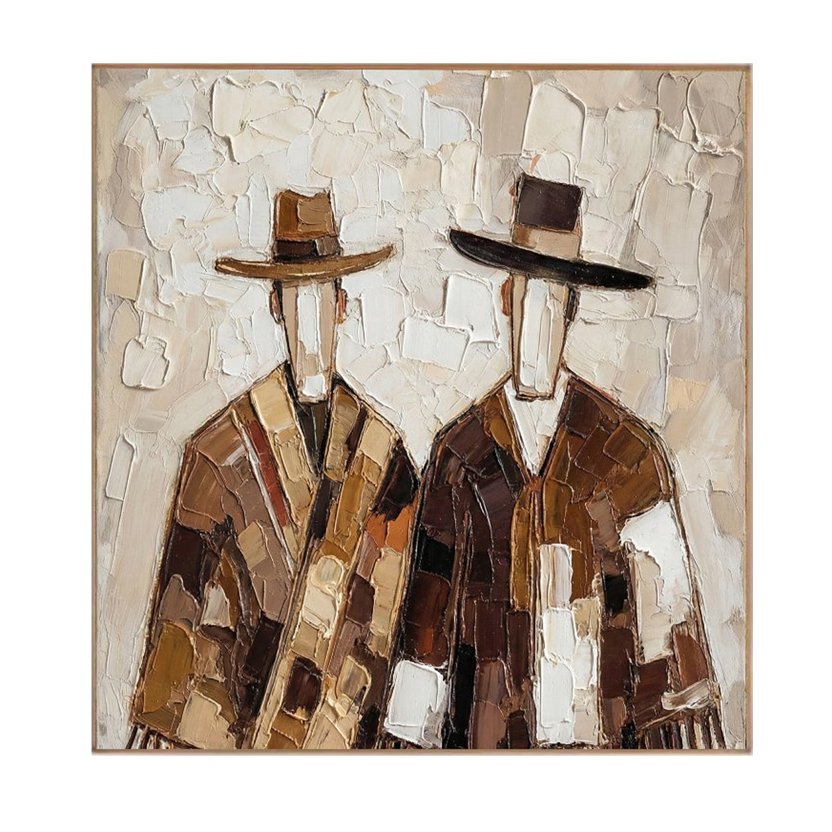 Cultural Bond – Textured Figurative Painting in Earth Tones