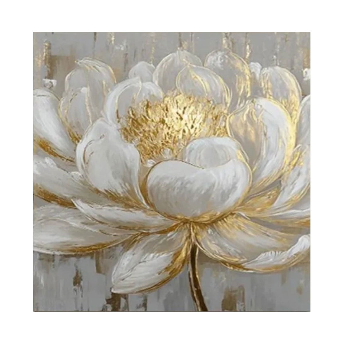 Gilded White Lotus Abstract Painting