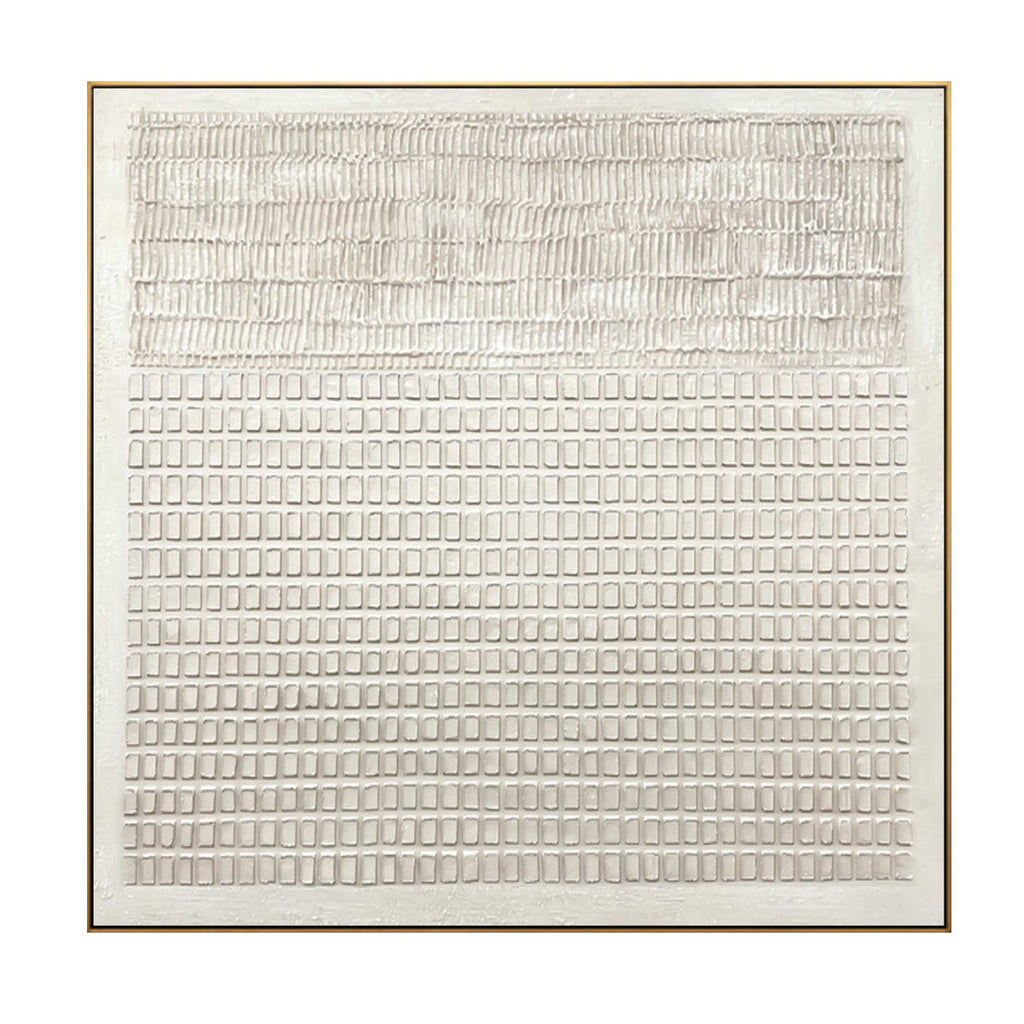 Ivory Rhythm Grid Textured Painting