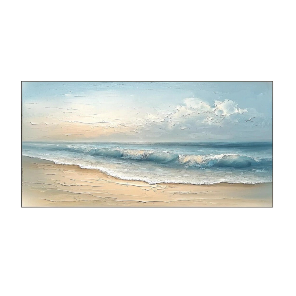 Soft Beach Waves – Coastal Sunrise Seascape Painting