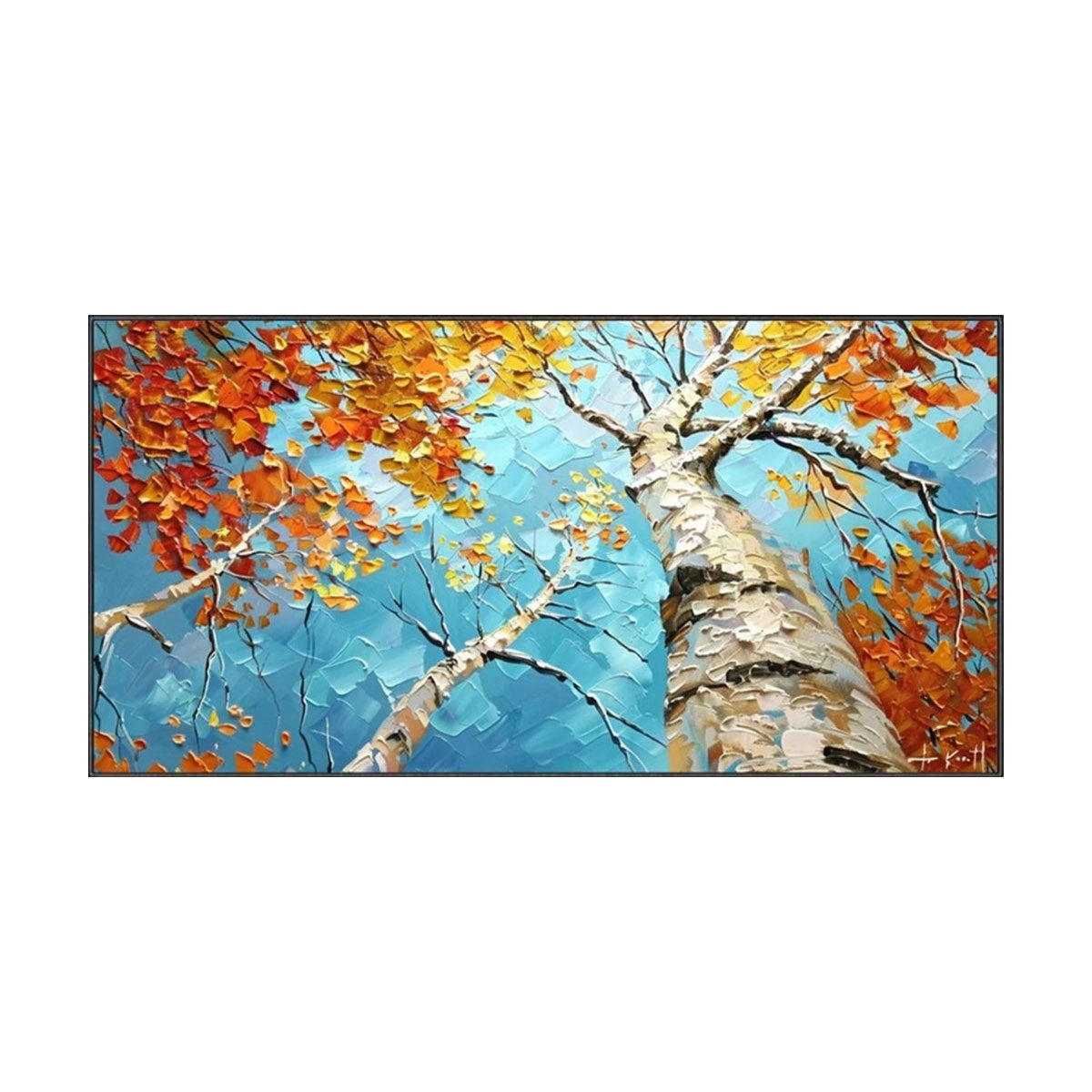 Autumn Sky Birch Abstract Painting