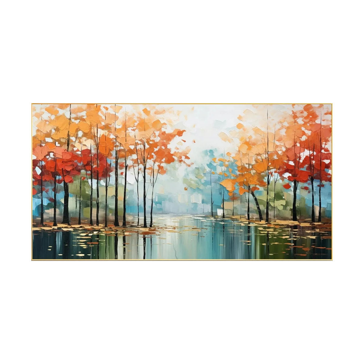 Autumn Stillwater Forest Abstract Painting