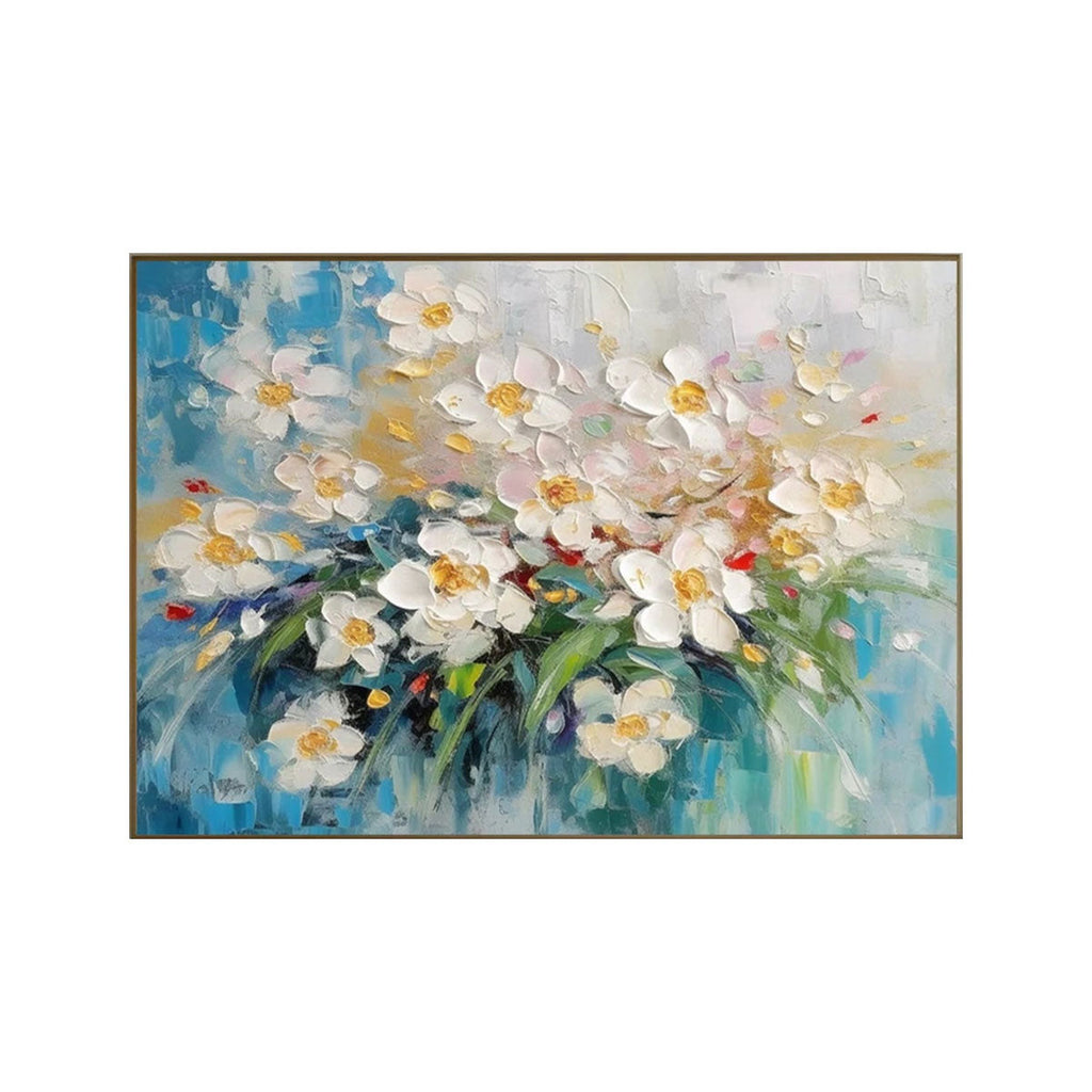 Morning Light White Floral Abstract Painting