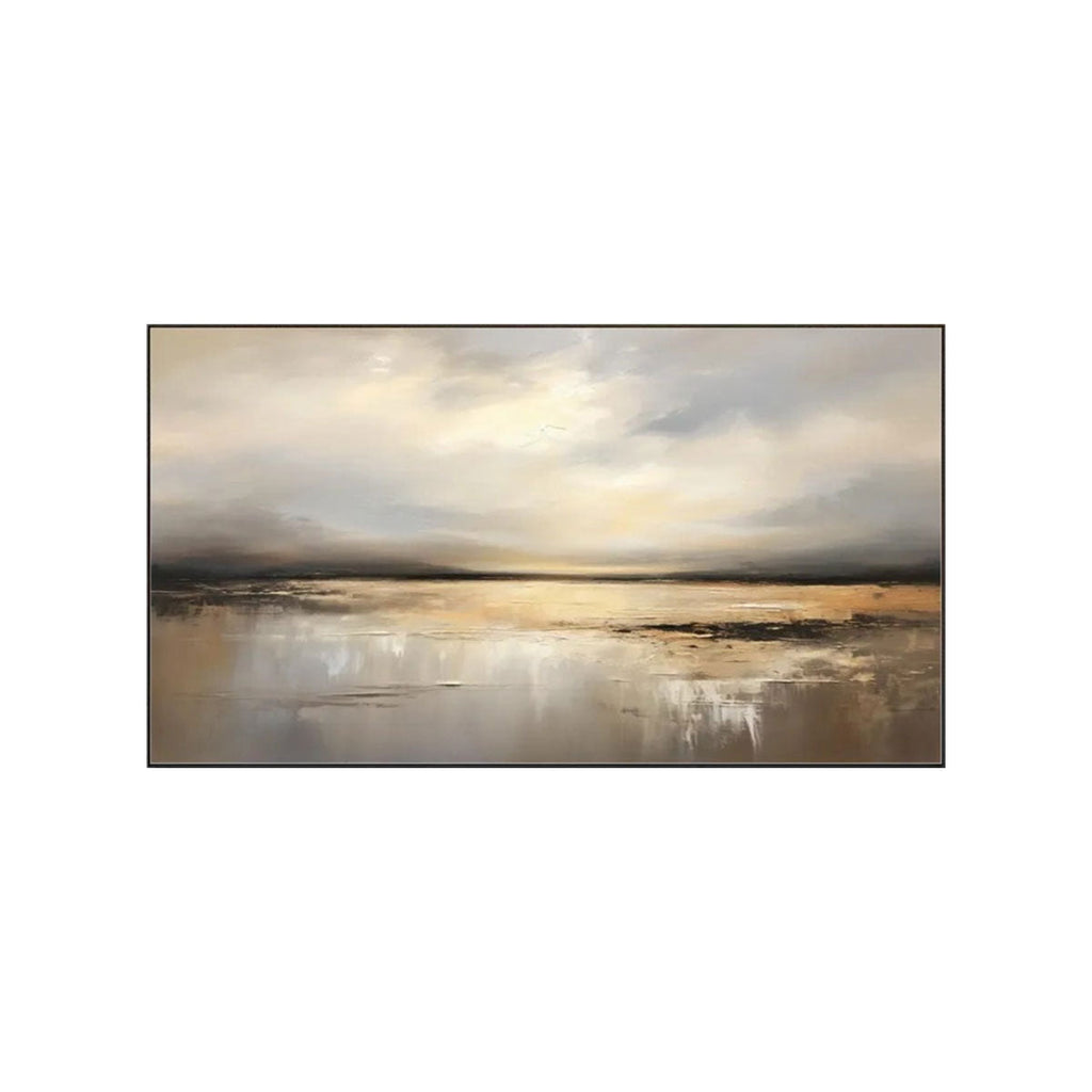 Golden Stillwater Horizon Abstract Painting