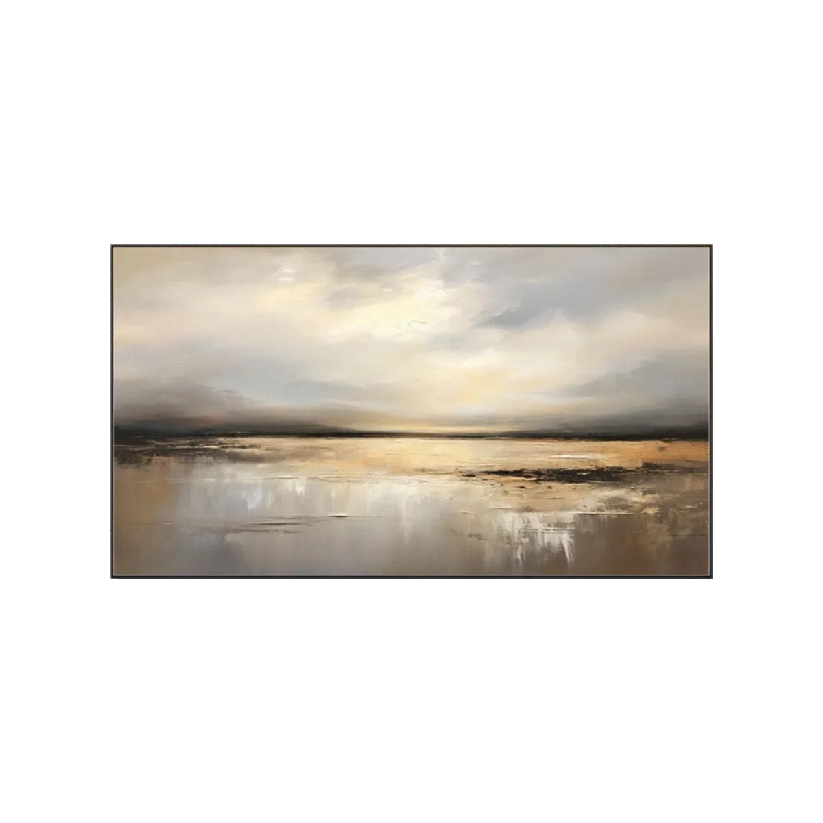 Golden Stillwater Horizon Abstract Painting