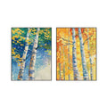 Set of 2 Autumn Light Birch Diptych Painting