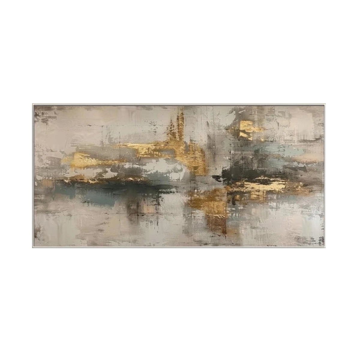 Golden Horizon Neutral Abstract Painting