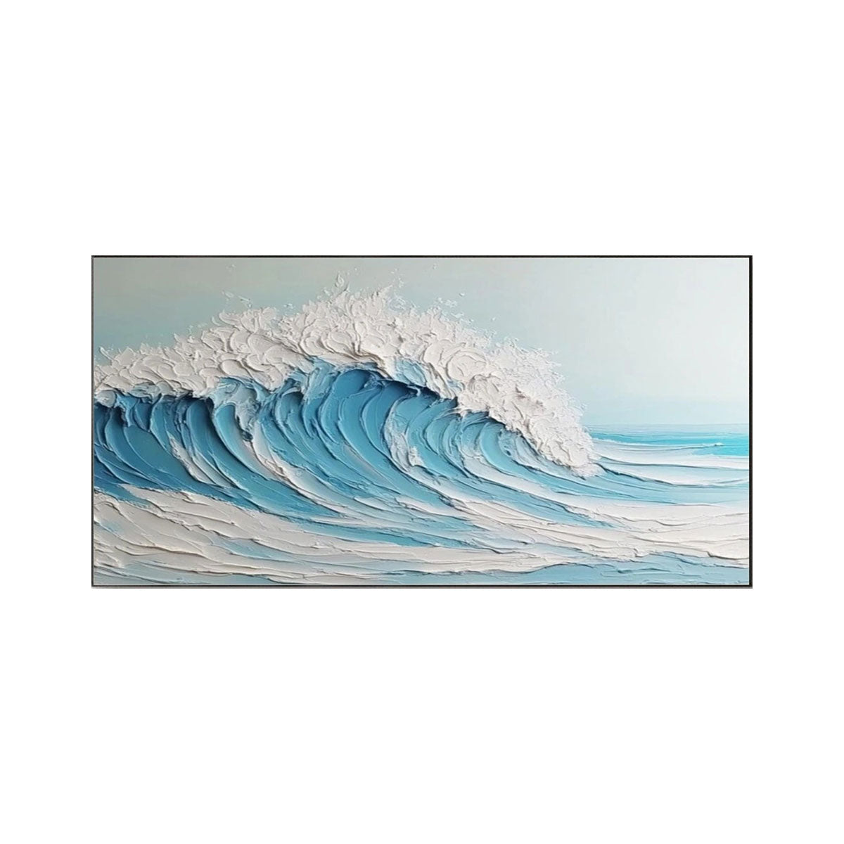 Azure Crest Textured Wave Painting