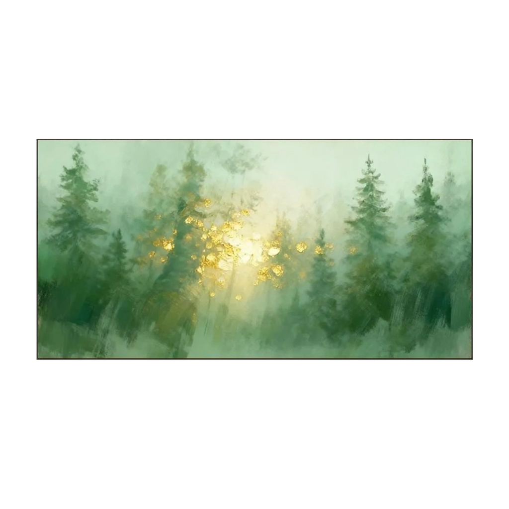 Misty Forest Sunlight – Nature Landscape Painting